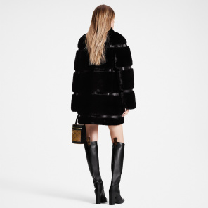 Louis Vuitton Leather Strip Black Mink Coat